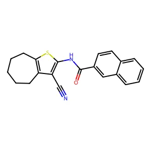 N-(3-cyano-5,6,7,8-tetrahydro-4H-cyclohepta[b]thiophen-2-yl)-2-naphthamide structure