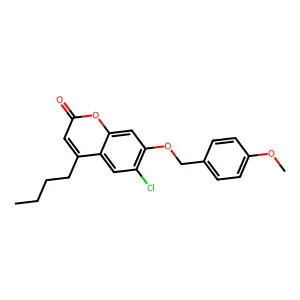 4-butyl-6-chloro-7-[(4-methoxybenzyl)oxy]-2H-chromen-2-one structure