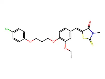 5-({4-[3-(4-Chlorophenoxy)propoxy]-3-ethoxyphenyl}methylidene)-3-methyl-2-sulfanylidene-1,3-thiazolidin-4-one structure