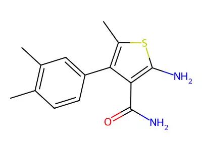 2-Amino-4-(3,4-dimethylphenyl)-5-methylthiophene-3-carboxamide structure