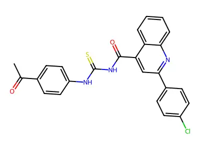 N-[(4-acetylphenyl)carbamothioyl]-2-(4-chlorophenyl)quinoline-4-carboxamide structure