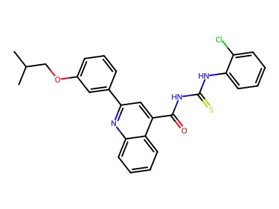 N-[(2-chlorophenyl)carbamothioyl]-2-[3-(2-methylpropoxy)phenyl]quinoline-4-carboxamide structure