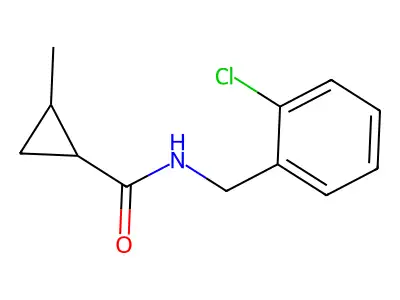 N-(2-chlorobenzyl)-2-methylcyclopropanecarboxamide structure