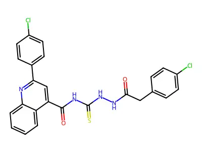 2-(4-chlorophenyl)-N-[[[2-(4-chlorophenyl)acetyl]amino]carbamothioyl]quinoline-4-carboxamide structure