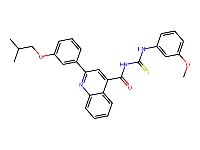 N-[(3-methoxyphenyl)carbamothioyl]-2-[3-(2-methylpropoxy)phenyl]quinoline-4-carboxamide structure