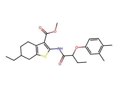 methyl 2-{[2-(3,4-dimethylphenoxy)butanoyl]amino}-6-ethyl-4,5,6,7-tetrahydro-1-benzothiophene-3-carboxylate structure