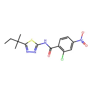 2-chloro-4-nitro-N-(5-tert-pentyl-1,3,4-thiadiazol-2-yl)benzamide structure