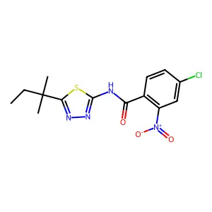 4-chloro-N-[5-(2-methylbutan-2-yl)-1,3,4-thiadiazol-2-yl]-2-nitrobenzamide structure