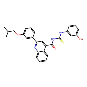 N-[(3-hydroxyphenyl)carbamothioyl]-2-[3-(2-methylpropoxy)phenyl]quinoline-4-carboxamide structure