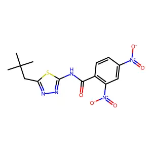 N-[5-(2,2-dimethylpropyl)-1,3,4-thiadiazol-2-yl]-2,4-dinitrobenzamide structure