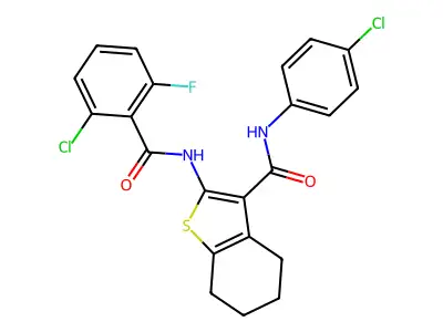 2-[(2-chloro-6-fluorobenzoyl)amino]-N-(4-chlorophenyl)-4,5,6,7-tetrahydro-1-benzothiophene-3-carboxamide structure