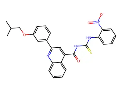 2-[3-(2-methylpropoxy)phenyl]-N-[(2-nitrophenyl)carbamothioyl]quinoline-4-carboxamide structure
