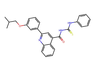 2-[3-(2-methylpropoxy)phenyl]-N-(phenylcarbamothioyl)quinoline-4-carboxamide structure