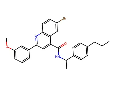6-bromo-2-(3-methoxyphenyl)-N-[1-(4-propylphenyl)ethyl]quinoline-4-carboxamide structure