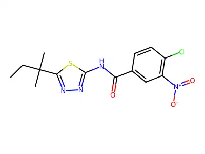 4-chloro-N-[5-(2-methylbutan-2-yl)-1,3,4-thiadiazol-2-yl]-3-nitrobenzamide structure