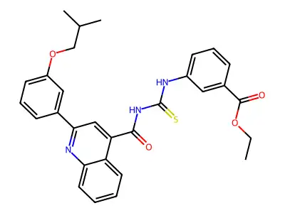 ethyl 3-[[2-[3-(2-methylpropoxy)phenyl]quinoline-4-carbonyl]carbamothioylamino]benzoate structure