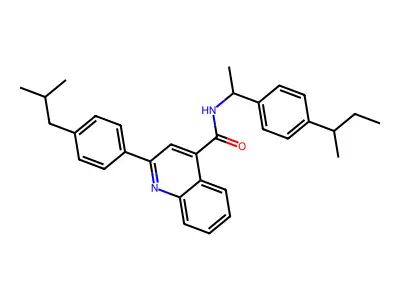 N-[1-(4-butan-2-ylphenyl)ethyl]-2-[4-(2-methylpropyl)phenyl]quinoline-4-carboxamide structure