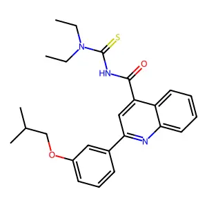 N-(diethylcarbamothioyl)-2-[3-(2-methylpropoxy)phenyl]quinoline-4-carboxamide structure