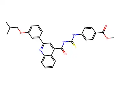 methyl 4-[[2-[3-(2-methylpropoxy)phenyl]quinoline-4-carbonyl]carbamothioylamino]benzoate structure