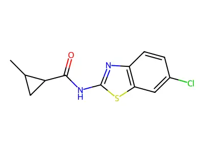 N-(6-chloro-1,3-benzothiazol-2-yl)-2-methylcyclopropanecarboxamide structure