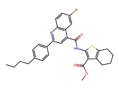 methyl 2-({[6-bromo-2-(4-butylphenyl)quinolin-4-yl]carbonyl}amino)-4,5,6,7-tetrahydro-1-benzothiophene-3-carboxylate structure