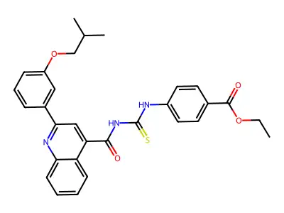 ethyl 4-[[2-[3-(2-methylpropoxy)phenyl]quinoline-4-carbonyl]carbamothioylamino]benzoate structure