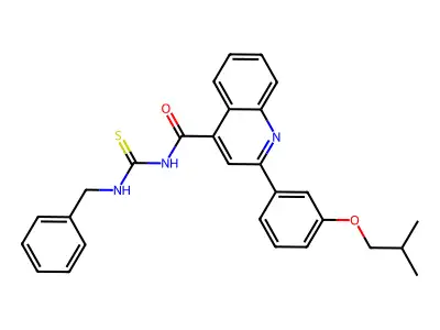 N-(benzylcarbamothioyl)-2-[3-(2-methylpropoxy)phenyl]quinoline-4-carboxamide structure