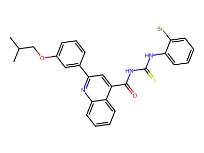 N-[(2-bromophenyl)carbamothioyl]-2-[3-(2-methylpropoxy)phenyl]quinoline-4-carboxamide structure