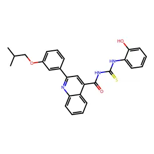 N-[(2-hydroxyphenyl)carbamothioyl]-2-[3-(2-methylpropoxy)phenyl]quinoline-4-carboxamide structure