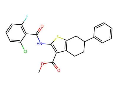 methyl 2-[(2-chloro-6-fluorobenzoyl)amino]-6-phenyl-4,5,6,7-tetrahydro-1-benzothiophene-3-carboxylate structure