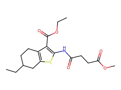 ethyl 6-ethyl-2-[(4-methoxy-4-oxobutanoyl)amino]-4,5,6,7-tetrahydro-1-benzothiophene-3-carboxylate structure