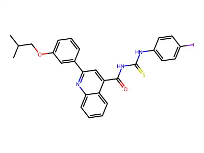N-[(4-iodophenyl)carbamothioyl]-2-[3-(2-methylpropoxy)phenyl]quinoline-4-carboxamide structure