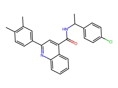 N-[1-(4-chlorophenyl)ethyl]-2-(3,4-dimethylphenyl)quinoline-4-carboxamide structure