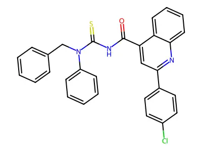 N-[benzyl(phenyl)carbamothioyl]-2-(4-chlorophenyl)quinoline-4-carboxamide structure