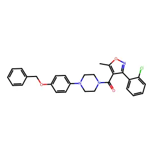 [3-(2-chlorophenyl)-5-methyl-1,2-oxazol-4-yl]-[4-(4-phenylmethoxyphenyl)piperazin-1-yl]methanone structure