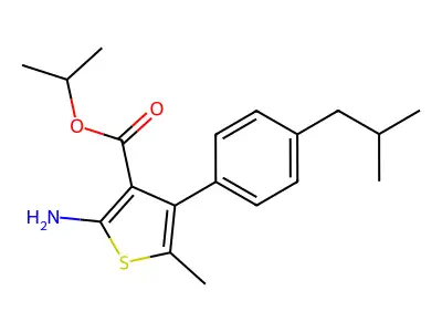 Isopropyl 2-amino-4-(4-isobutylphenyl)-5-methylthiophene-3-carboxylate structure