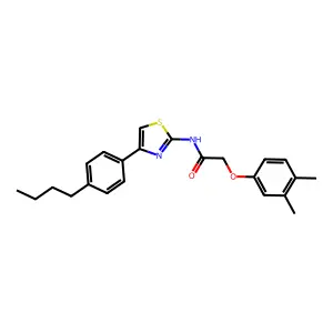 N-[4-(4-butylphenyl)-1,3-thiazol-2-yl]-2-(3,4-dimethylphenoxy)acetamide structure