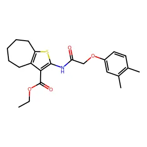 ethyl 2-{[(3,4-dimethylphenoxy)acetyl]amino}-5,6,7,8-tetrahydro-4H-cyclohepta[b]thiophene-3-carboxylate structure