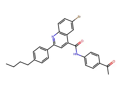N-(4-acetylphenyl)-6-bromo-2-(4-butylphenyl)quinoline-4-carboxamide structure