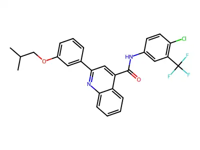 N-[4-chloro-3-(trifluoromethyl)phenyl]-2-[3-(2-methylpropoxy)phenyl]quinoline-4-carboxamide structure