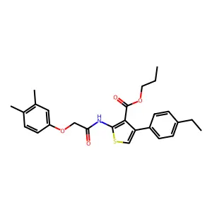 propyl 2-[[2-(3,4-dimethylphenoxy)acetyl]amino]-4-(4-ethylphenyl)thiophene-3-carboxylate structure