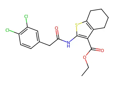 ethyl 2-{[(3,4-dichlorophenyl)acetyl]amino}-4,5,6,7-tetrahydro-1-benzothiophene-3-carboxylate structure