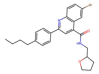 6-bromo-2-(4-butylphenyl)-N-(oxolan-2-ylmethyl)quinoline-4-carboxamide structure