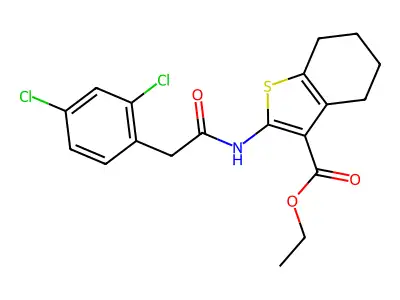 ethyl 2-{[(2,4-dichlorophenyl)acetyl]amino}-4,5,6,7-tetrahydro-1-benzothiophene-3-carboxylate structure