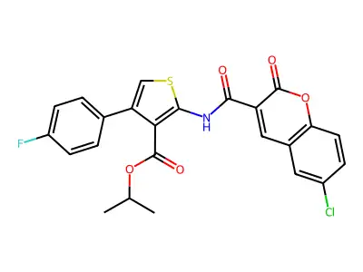 isopropyl 2-{[(6-chloro-2-oxo-2H-chromen-3-yl)carbonyl]amino}-4-(4-fluorophenyl)-3-thiophenecarboxylate structure