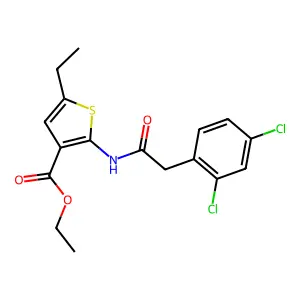 Ethyl 2-{[(2,4-dichlorophenyl)acetyl]amino}-5-ethyl-3-thiophenecarboxylate structure
