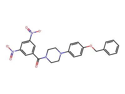 (3,5-Dinitrophenyl)-[4-(4-phenylmethoxyphenyl)piperazin-1-yl]methanone structure