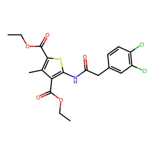 diethyl 5-[[2-(3,4-dichlorophenyl)acetyl]amino]-3-methylthiophene-2,4-dicarboxylate structure