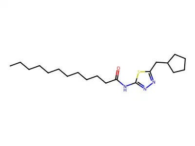 N-[5-(cyclopentylmethyl)-1,3,4-thiadiazol-2-yl]dodecanamide structure