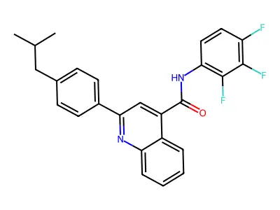 2-[4-(2-methylpropyl)phenyl]-N-(2,3,4-trifluorophenyl)quinoline-4-carboxamide structure